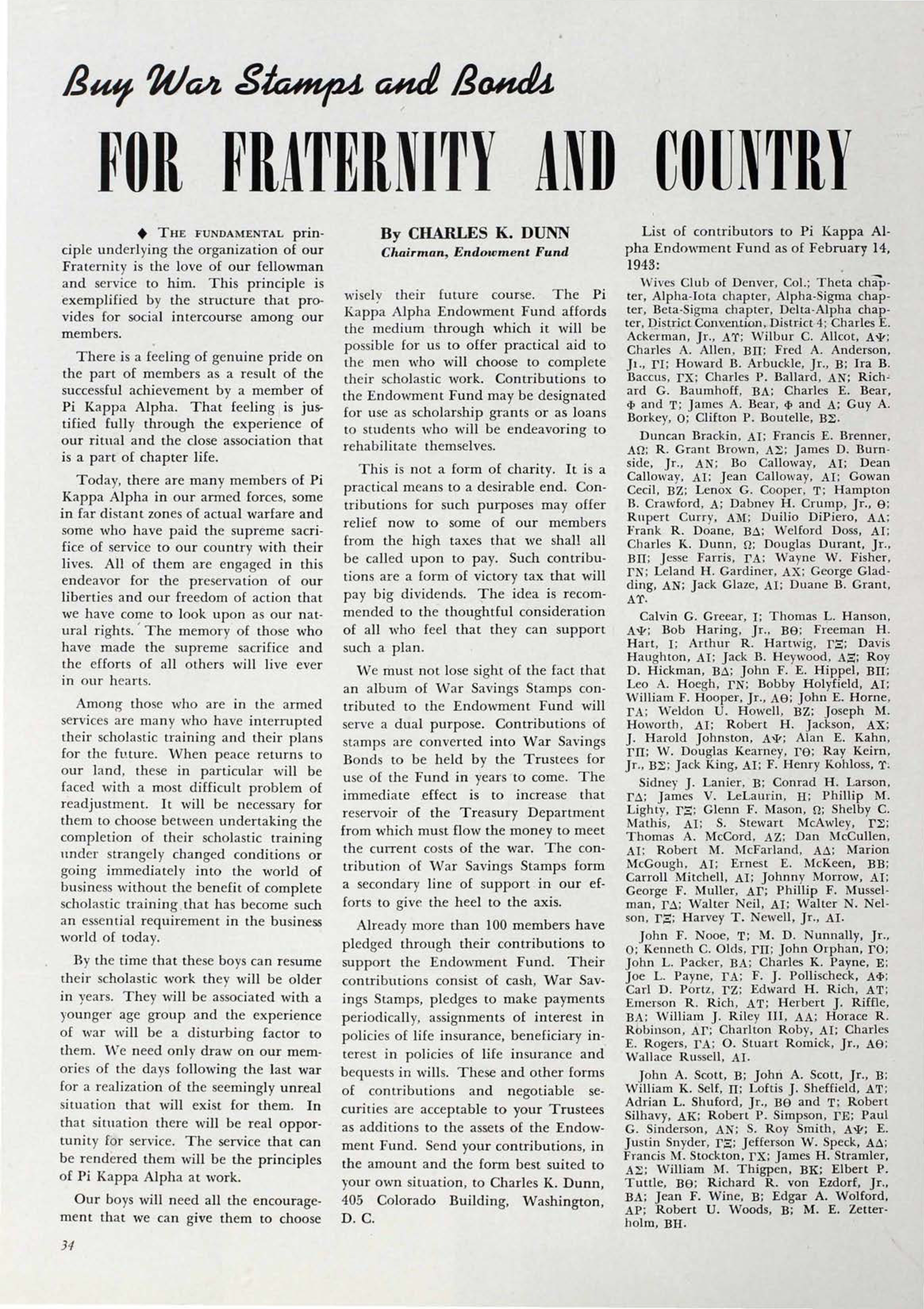 Buy War Stamps And Bonds For Fraternity and Country